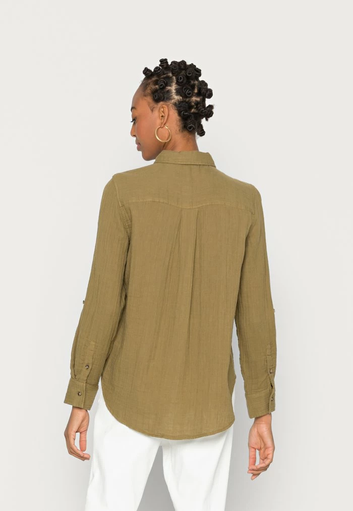 TOM TAILOR BLOUSE SOLID CRINKLE - Blouse - Strong Olive 5 TOM TAILOR BLOUSE SOLID CRINKLE - Blouse - Strong Olive - Image 3