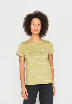 TOM TAILOR BOAT NECK PRINT - Print T-shirt - Moderate Olive