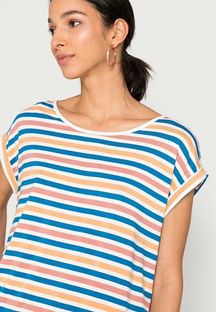 TOM TAILOR PRINTED AND STRIPED - Print T-shirt - Blue Multicolor Stripe 7 TOM TAILOR PRINTED AND STRIPED - Print T-shirt - Blue Multicolor Stripe - Image 5