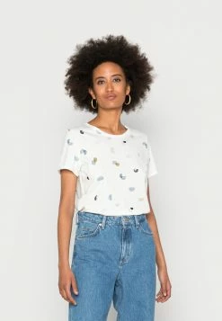 TOM TAILOR CREW NECK - Print T-shirt - Offwhite Colorful Design