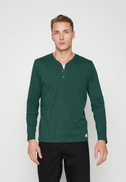 TOM TAILOR HENLEY CONTRAST - Long Sleeved Top - Dark Gable Green