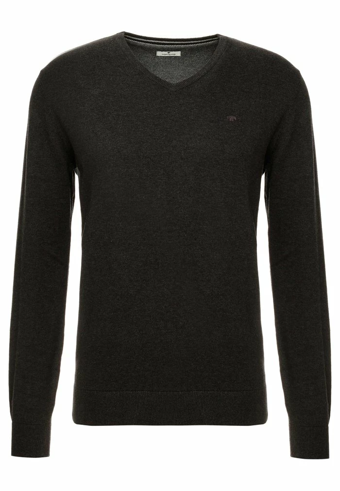 TOM TAILOR BASIC V NECK - Jumper - Black/ Grey Melange 6 TOM TAILOR BASIC V NECK - Jumper - Black/ Grey Melange - Image 4
