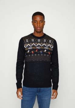 TOM TAILOR CHRISTMAS - Jumper - Navy/beige