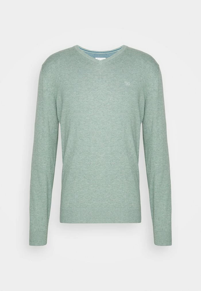 TOM TAILOR V-NECK - Jumper - Dark Smoke Green Melange 6 TOM TAILOR V-NECK - Jumper - Dark Smoke Green Melange - Image 4