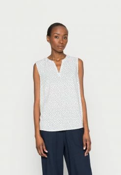 TOM TAILOR SLEEVELESS - Blouse - Offwhite Small Leaf Design
