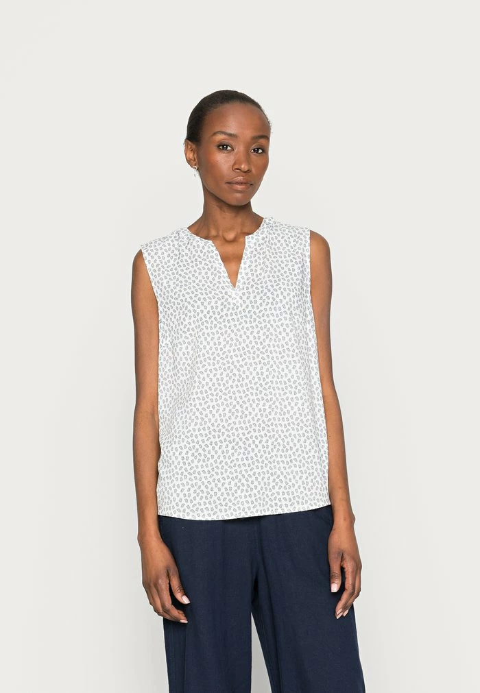 TOM TAILOR SLEEVELESS - Blouse - Offwhite Small Leaf Design 3 TOM TAILOR SLEEVELESS - Blouse - Offwhite Small Leaf Design