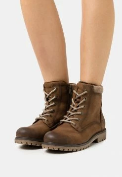 TOM TAILOR Lace-up Ankle Boots - Whisky