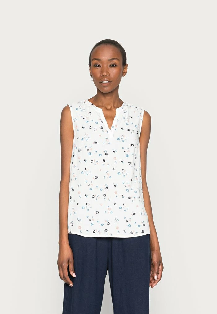 TOM TAILOR SLEEVELESS - Blouse - Offwhite Flower Design 3 TOM TAILOR SLEEVELESS - Blouse - Offwhite Flower Design
