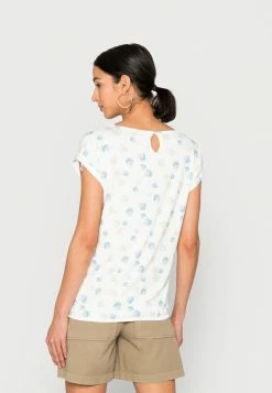 TOM TAILOR PRINTED AND STRIPED - Print T-shirt - Offwhite Leaf Design -TOM TAILOR online store 713860694ea84462829df13c6e304ac3