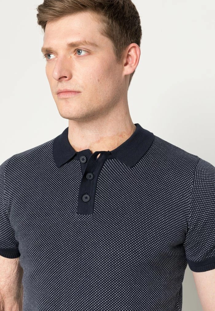 TOM TAILOR KNITTED - Polo Shirt - Navy White Bridseye 7 TOM TAILOR KNITTED - Polo Shirt - Navy White Bridseye - Image 5