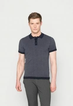 TOM TAILOR KNITTED - Polo Shirt - Navy White Bridseye