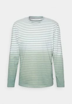 TOM TAILOR STRIPED LONGSLEEVE WITH DIPDYE - Long Sleeved Top - Smoke Green