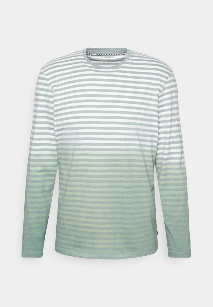 TOM TAILOR STRIPED LONGSLEEVE WITH DIPDYE - Long Sleeved Top - Smoke Green 3 TOM TAILOR STRIPED LONGSLEEVE WITH DIPDYE - Long Sleeved Top - Smoke Green