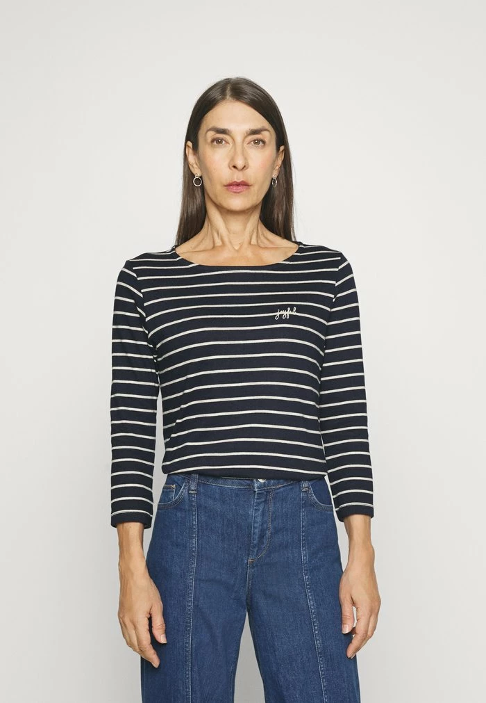 TOM TAILOR CREW NECK - Long Sleeved Top - Navy Offwhite Stripe 3 TOM TAILOR CREW NECK - Long Sleeved Top - Navy Offwhite Stripe