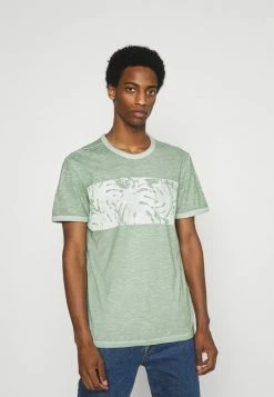 TOM TAILOR OVERDYED PANEL - Print T-shirt - Light Mint Green