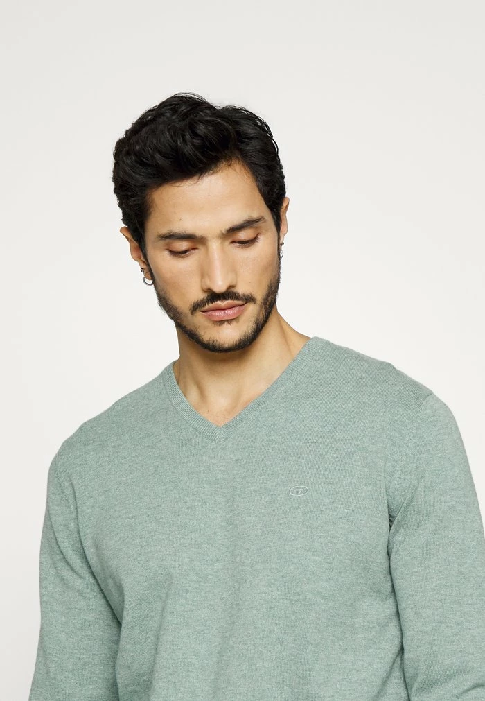 TOM TAILOR V-NECK - Jumper - Dark Smoke Green Melange 7 TOM TAILOR V-NECK - Jumper - Dark Smoke Green Melange - Image 5