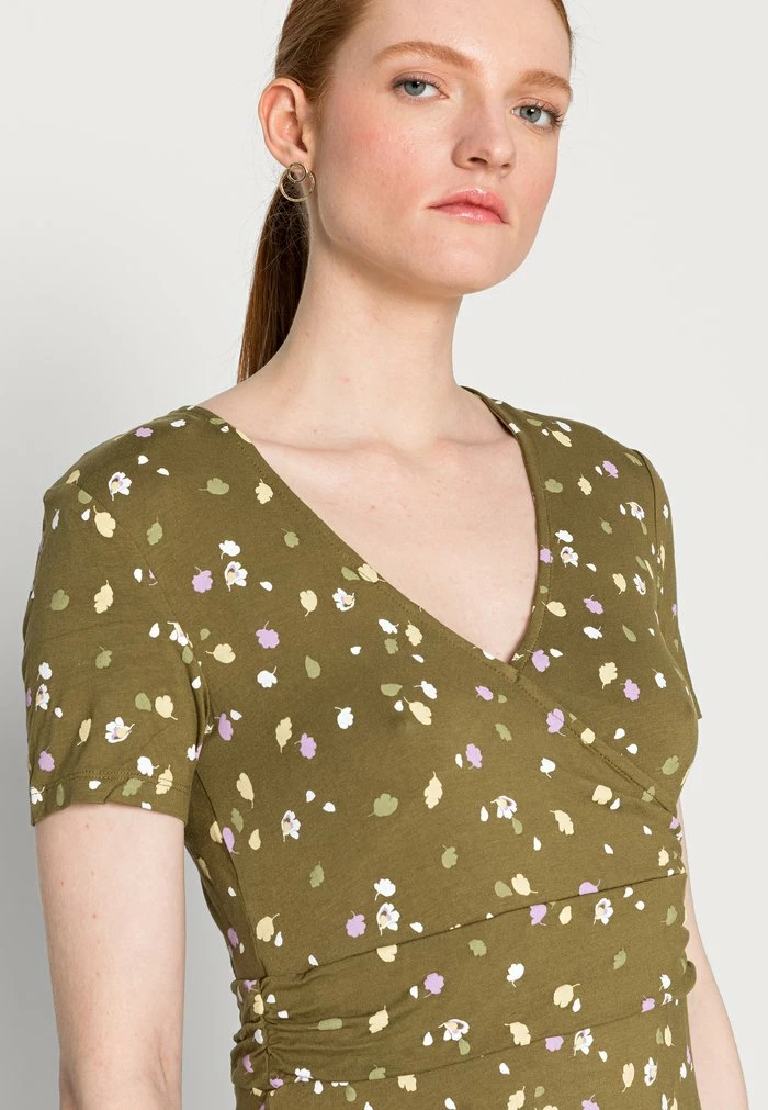 TOM TAILOR PRINTED DRESS - Jersey Dress - Olive Small Floral Design 7 TOM TAILOR PRINTED DRESS - Jersey Dress - Olive Small Floral Design - Image 5
