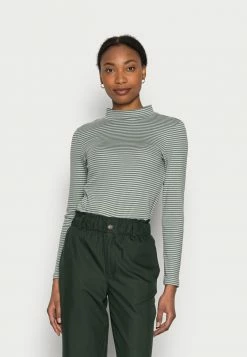 TOM TAILOR TURLTE NECK - Long Sleeved Top - Green Stripe