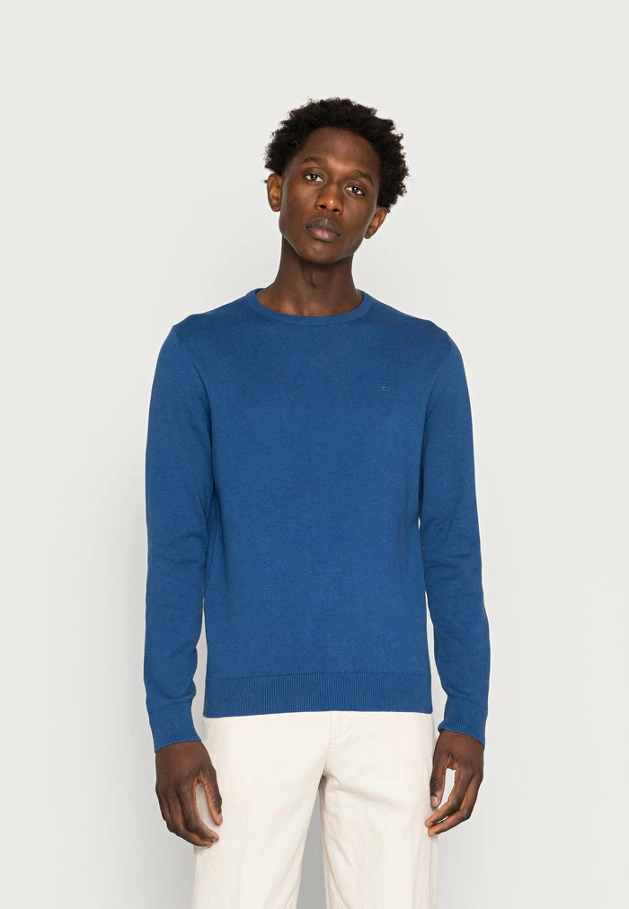 TOM TAILOR BASIC CREW NECK SWEATER - Jumper - Night Sky Blue Melange 3 TOM TAILOR BASIC CREW NECK SWEATER - Jumper - Night Sky Blue Melange
