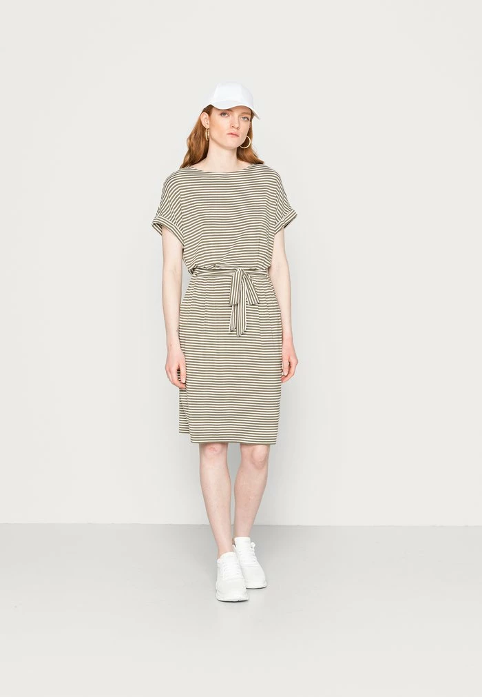 TOM TAILOR STRIPED DRESS - Day Dress - Olive Offwhite 4 TOM TAILOR STRIPED DRESS - Day Dress - Olive Offwhite - Image 2