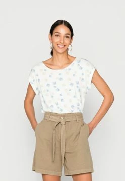 TOM TAILOR PRINTED AND STRIPED - Print T-shirt - Offwhite Leaf Design