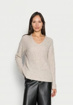 TOM TAILOR V NECK - Jumper - Cold Beige Melange