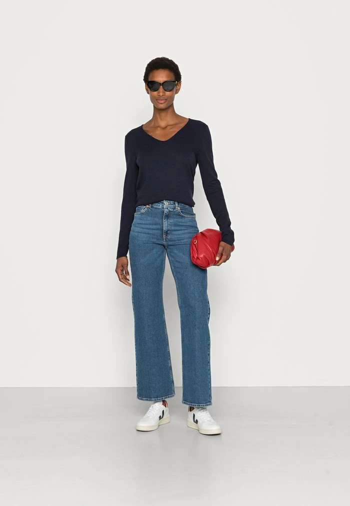 TOM TAILOR BASIC V NECK - Jumper - Navy Midnight Blue 4 TOM TAILOR BASIC V NECK - Jumper - Navy Midnight Blue - Image 2