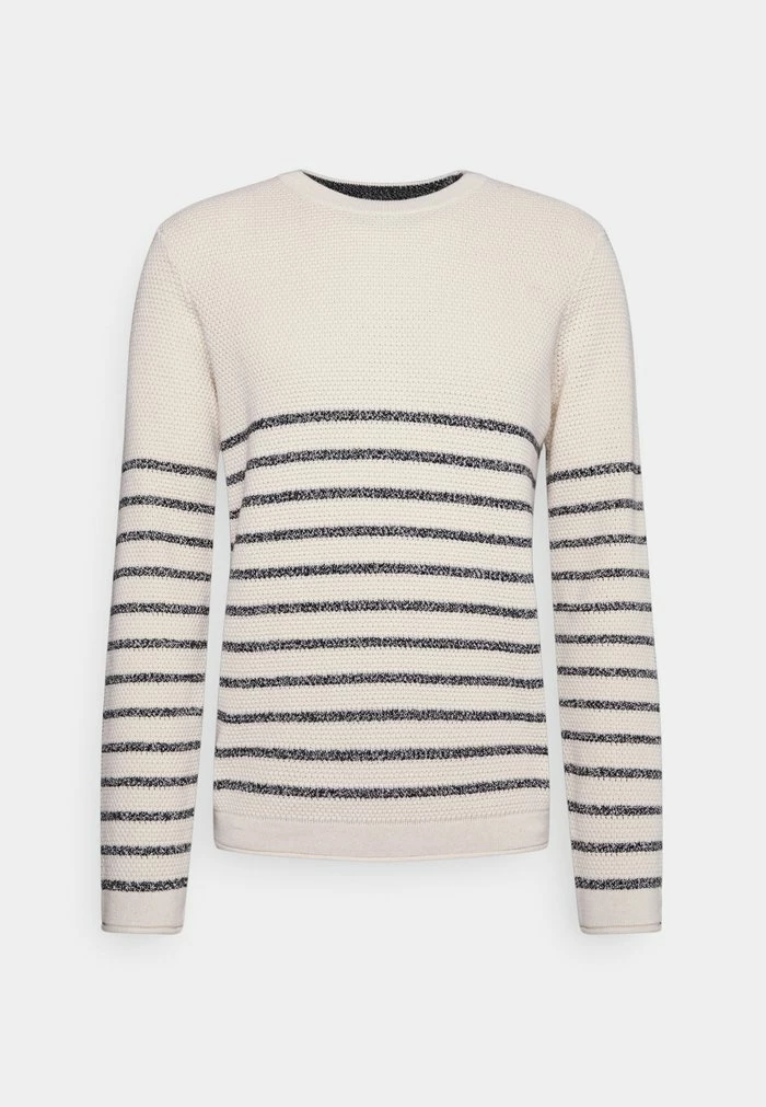 TOM TAILOR Jumper - Creme Navy Structured Stripe 3 TOM TAILOR Jumper - Creme Navy Structured Stripe