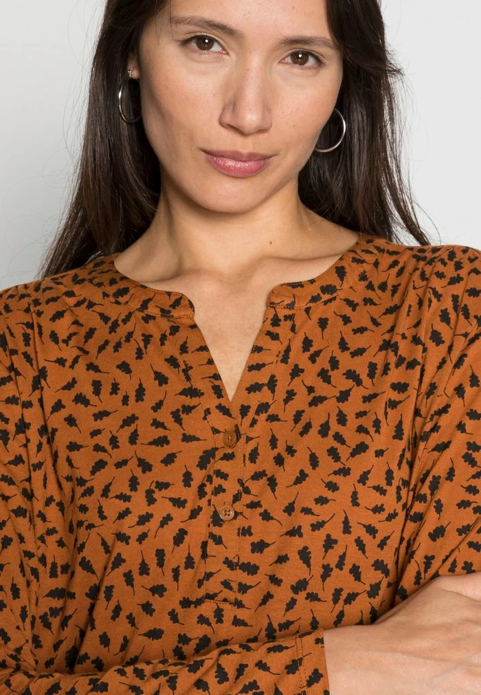 TOM TAILOR BUTTON PLACKET - Long Sleeved Top - Brown Leaf Design 7 TOM TAILOR BUTTON PLACKET - Long Sleeved Top - Brown Leaf Design - Image 5