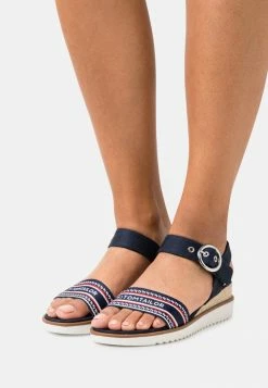 TOM TAILOR Wedge Sandals - Navy/red