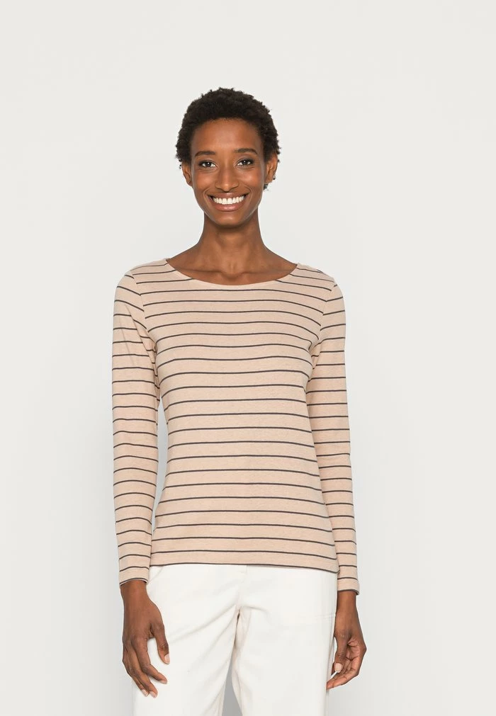 TOM TAILOR BOAT NECK - Long Sleeved Top - Beige Anthracite 3 TOM TAILOR BOAT NECK - Long Sleeved Top - Beige Anthracite