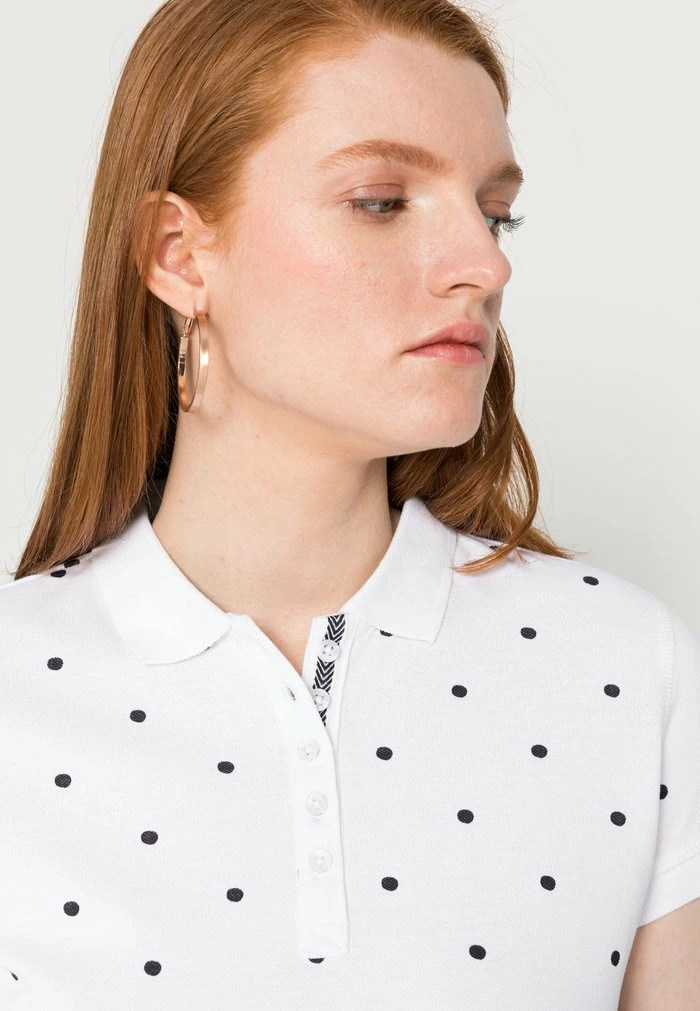 TOM TAILOR Polo Shirt - White Navy Dot Design 7 TOM TAILOR Polo Shirt - White Navy Dot Design - Image 5
