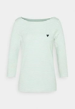 TOM TAILOR STRIPE BOAT NECK - Long Sleeved Top - White/green
