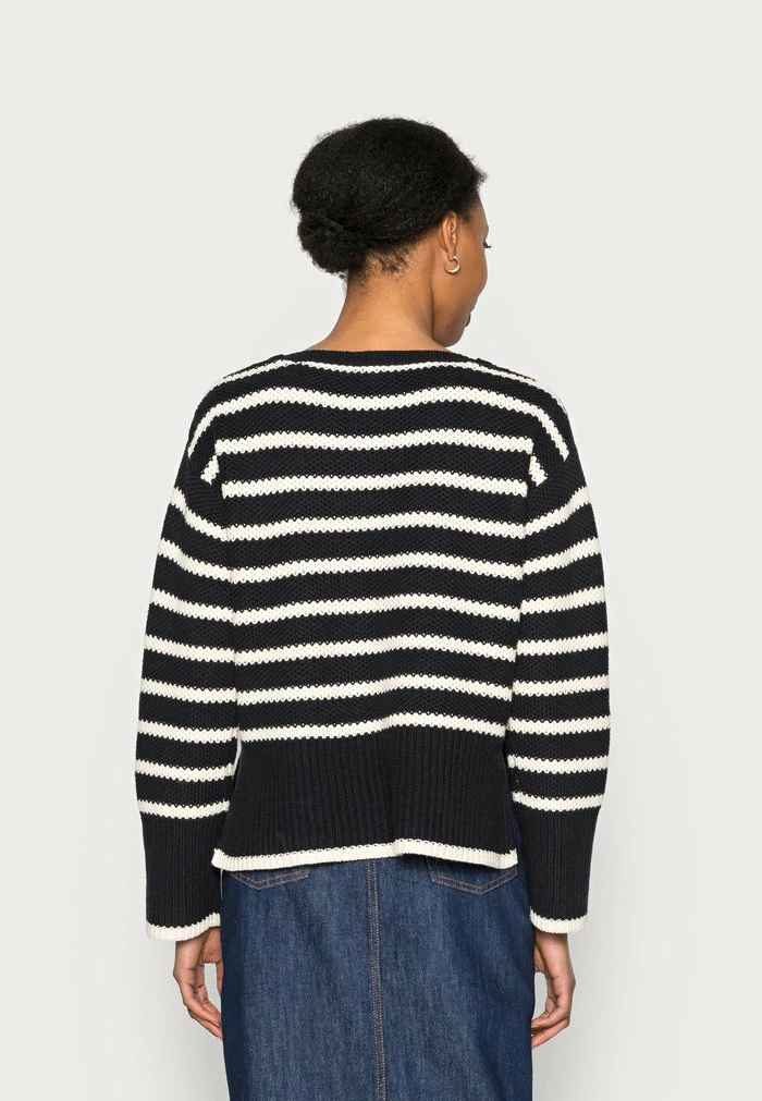 TOM TAILOR STRIPED - Jumper - Soft Beige Navy 5 TOM TAILOR STRIPED - Jumper - Soft Beige Navy - Image 3