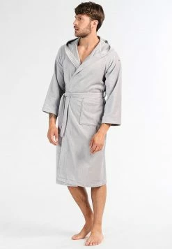 TOM TAILOR BASIC VELOURS - Dressing Gown - Grau -TOM TAILOR online store 94171ad6089a4fb3b4fb73d03729d57c
