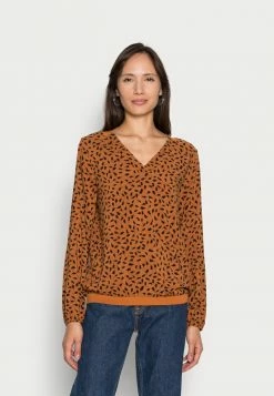 TOM TAILOR BLOUSE WITH TAPE DETAILS - Long Sleeved Top - Brown