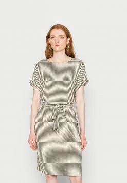 TOM TAILOR STRIPED DRESS - Day Dress - Olive Offwhite