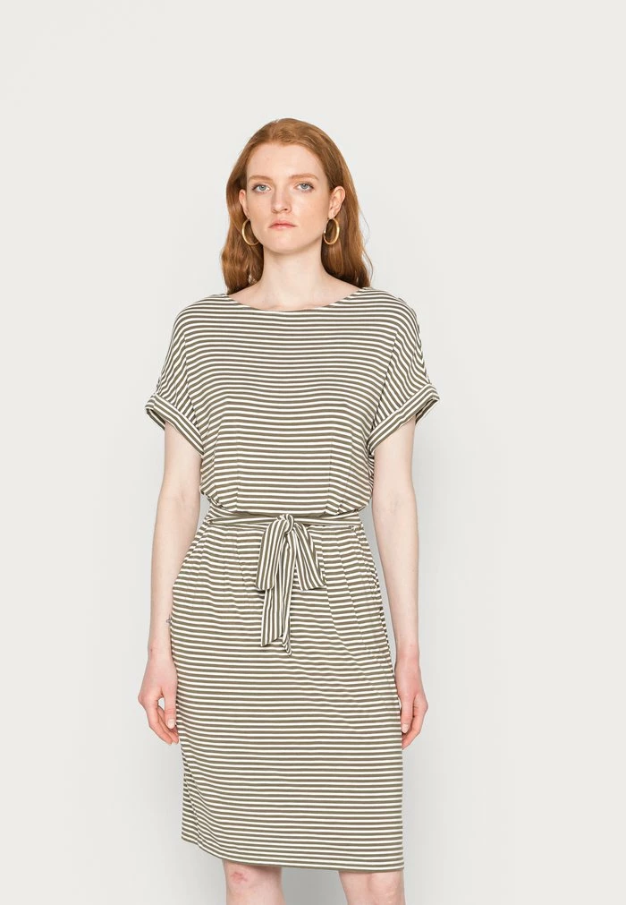 TOM TAILOR STRIPED DRESS - Day Dress - Olive Offwhite 3 TOM TAILOR STRIPED DRESS - Day Dress - Olive Offwhite