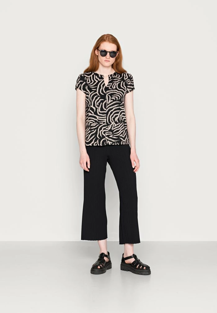 TOM TAILOR BLOUSE - Blouse - Black Abstract Waves Design 4 TOM TAILOR BLOUSE - Blouse - Black Abstract Waves Design - Image 2