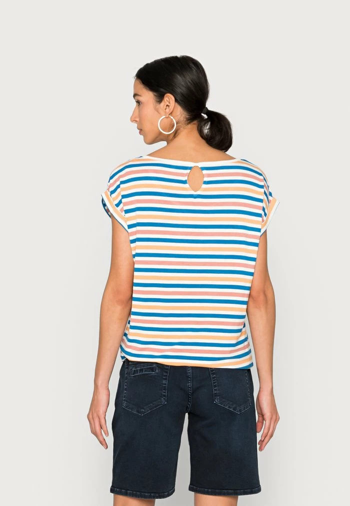 TOM TAILOR PRINTED AND STRIPED - Print T-shirt - Blue Multicolor Stripe 5 TOM TAILOR PRINTED AND STRIPED - Print T-shirt - Blue Multicolor Stripe - Image 3