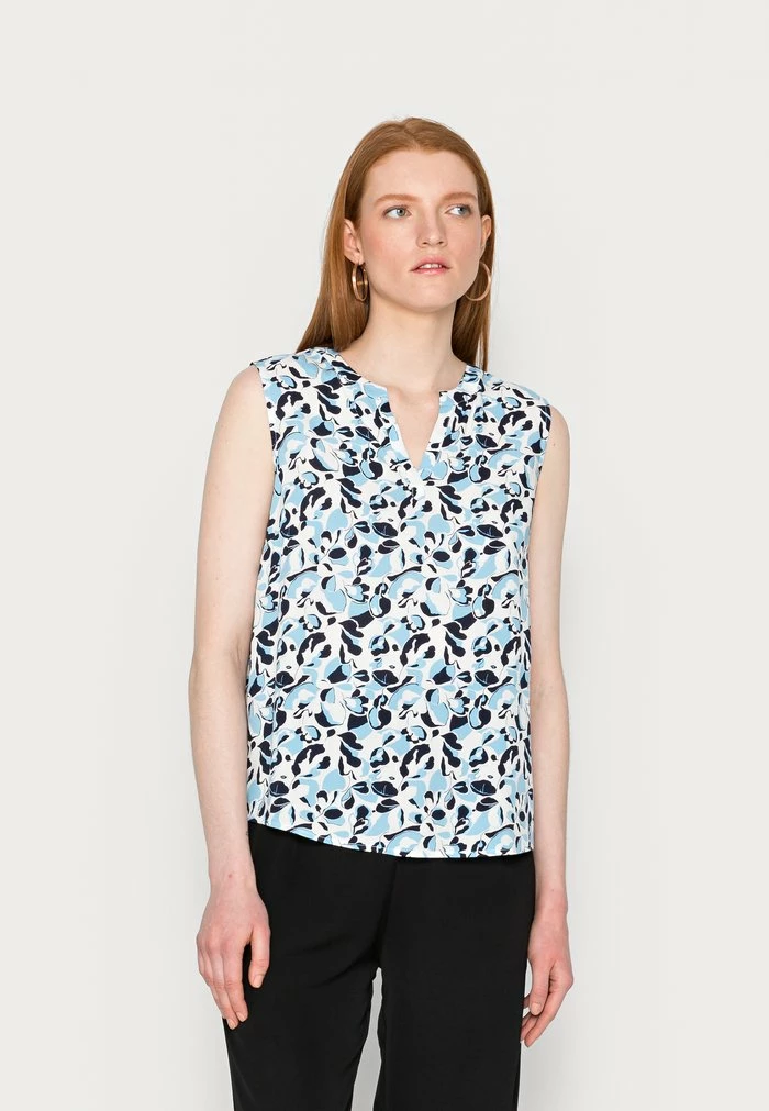 TOM TAILOR SLEEVELESS - Top - Offwhite/blue 3 TOM TAILOR SLEEVELESS - Top - Offwhite/blue