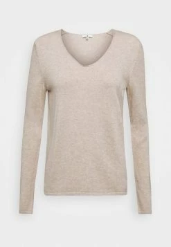 TOM TAILOR BASIC V NECK - Jumper - Desert Sand Melange -TOM TAILOR online store 9d80640091a640f6b15f12c465ec6337