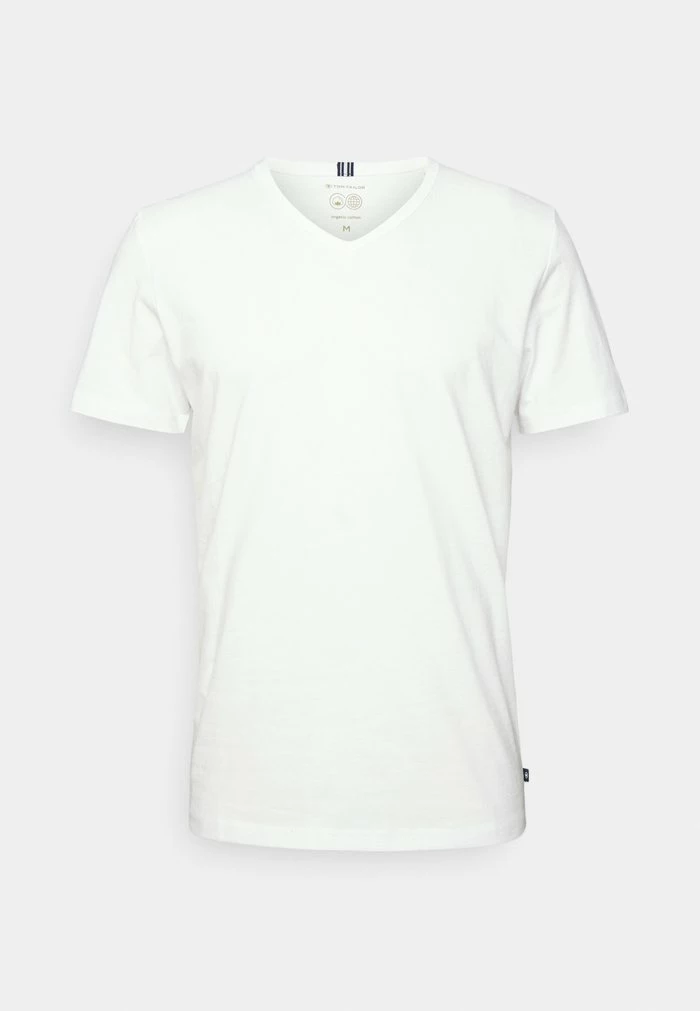 TOM TAILOR PEACHED V NECK - Basic T-shirt - White 3 TOM TAILOR PEACHED V NECK - Basic T-shirt - White