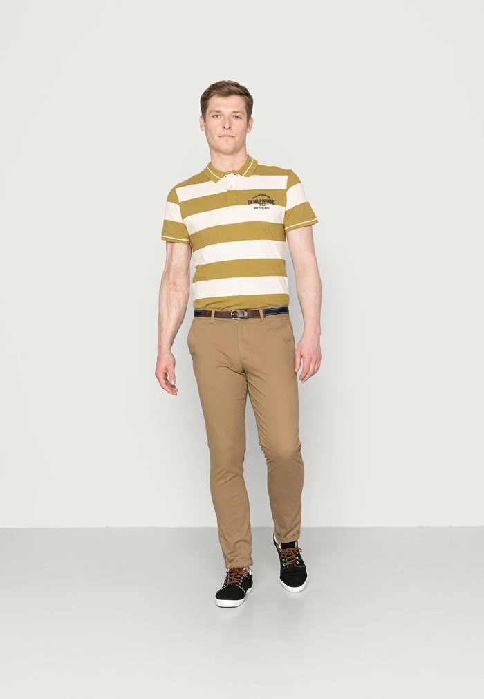 TOM TAILOR STRIPED WITH EMBRO - Polo Shirt - Moss Cream Yarn Dye 4 TOM TAILOR STRIPED WITH EMBRO - Polo Shirt - Moss Cream Yarn Dye - Image 2