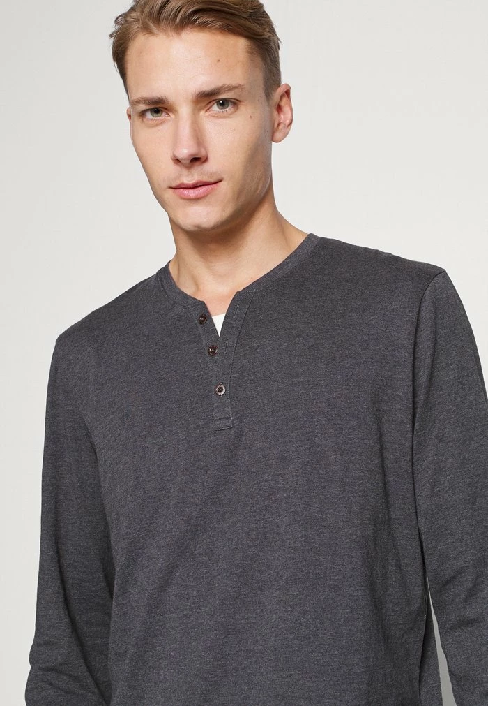 TOM TAILOR HENLEY CONTRAST - Long Sleeved Top - Anthracite 6 TOM TAILOR HENLEY CONTRAST - Long Sleeved Top - Anthracite - Image 4