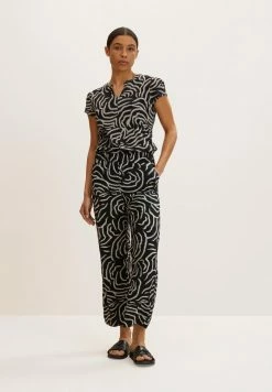 TOM TAILOR PANTS CULOTTE CROPPED - Trousers - Black