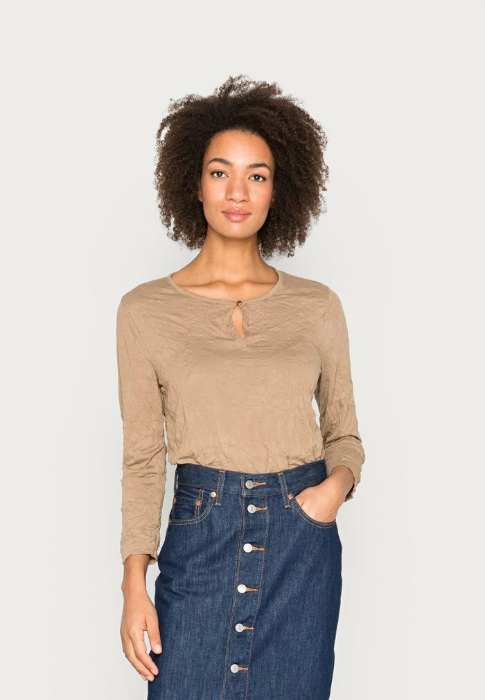 TOM TAILOR CRINCLE - Long Sleeved Top - Dark Sepia 3 TOM TAILOR CRINCLE - Long Sleeved Top - Dark Sepia