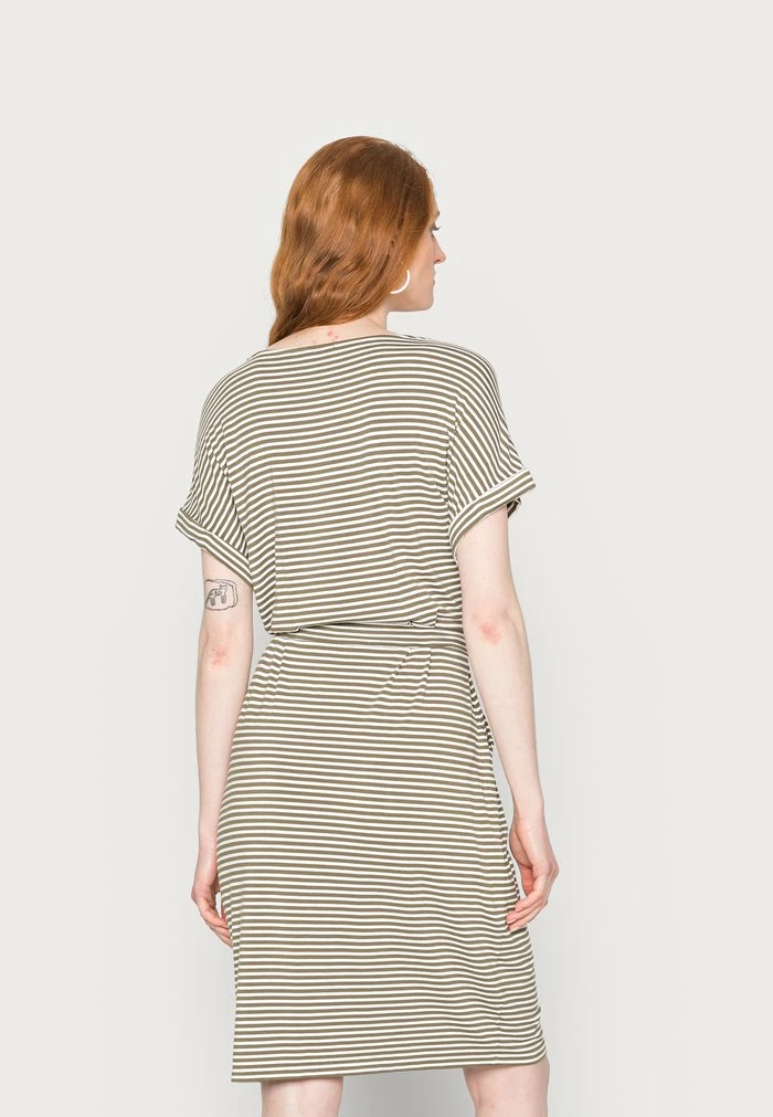 TOM TAILOR STRIPED DRESS - Day Dress - Olive Offwhite 5 TOM TAILOR STRIPED DRESS - Day Dress - Olive Offwhite - Image 3