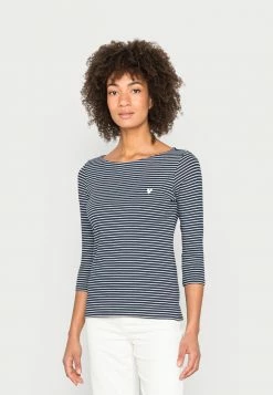 TOM TAILOR LONGSLEEVE STRIPED - Long Sleeved Top - Navy