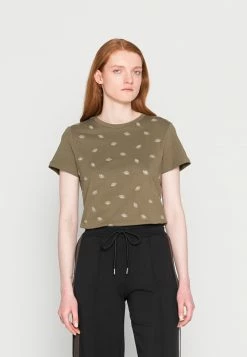 TOM TAILOR CREWNECK - Print T-shirt - Dry Greyish Olive